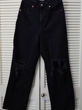 Wild Fable Black Baggy Ripped Knees Jeans Size 6